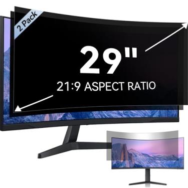 Imagem de [Pacote com 2] Tela de privacidade de computador de 29 polegadas para monitor panorâmico de proporção de 21:9, proteção ocular antirreflexo para monitor de computador com luz azul, filtro de privacidade, antiarranhões removível de 73,6 cm