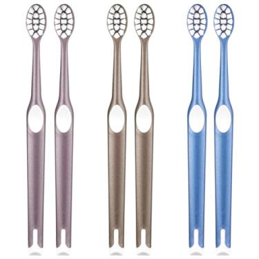 Imagem de Fregum 8812 Escovas de dentes extra macias para adultos, com mais de 10.000 cerdas, para dentes sensíveis e recessão gengival (cabeça inteira, 6 unidades)