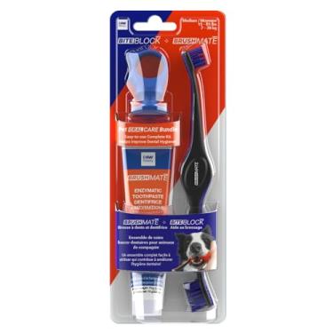 Imagem de Paw Ready O kit de cuidados dentários Doggy Breath to Doggy Fresh Dog inclui pasta de dente enzimática, escova de dentes de cabeça de escova dupla com cerdas anguladas e bloco de mordida azul para