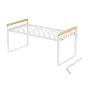 Imagem de PATIKIL Prateleiras organizadoras de armário de cozinha, prateleiras de armário empilháveis organizador de balcão rack para despensa quarto escritório L16,12,7 cm L 8,7 cm A 7,9 cm, branco