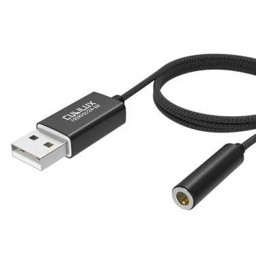 Imagem de Cubilux Adaptador de áudio USB para conector de 3,5 mm, cabo USB A para AUX com adaptador TRRS de 4 polos, placa de som estéreo externa compatível com PS5 PS4, laptop Windows Linux, computador
