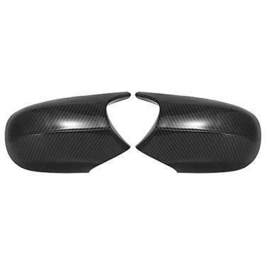 Imagem de X AUTOHAUX Par de capa de espelho retrovisor externo para porta com padrão de fibra de carbono estilo M3 para BMW Série 3 E90 E91 E92 E93 Facelifted 08-11