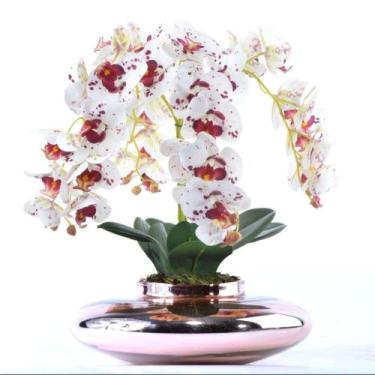 Imagem de Arranjo 4 Orquídeas Artificiais Tigre em Terrário Rose Gold Bel - Vila
