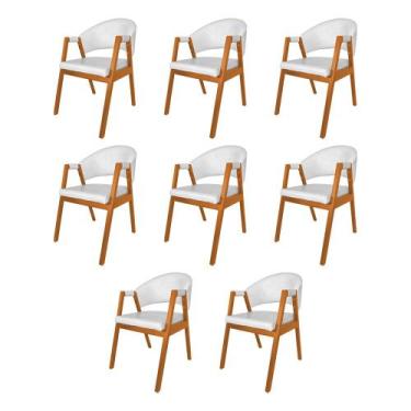 Imagem de Kit 8 Cadeiras De Jantar Madeira Maciça Cerejeira Premium Helen Facto 