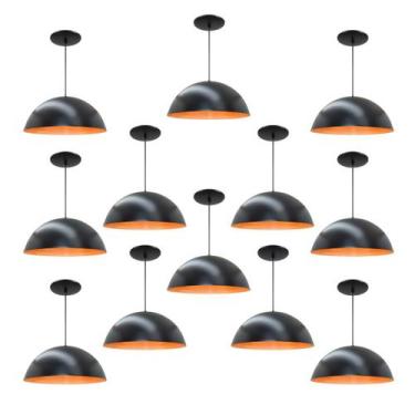 Imagem de Kit 12 Luminária Pendente Meia Lua 50cm Interior Laranja Com Fiação 11