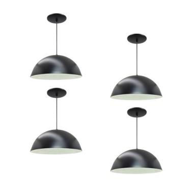 Imagem de Kit 4 Luminária Pendente Meia Lua 40cm Interior Branco Brilho Fiação 1