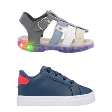 Imagem de Combo Infantil Tenis Casual + Sandalia LED Menino My Funfy kids 2311A Masculino. (Marinho, BR, Criança de 1 a 3 anos, Numérico, 20)