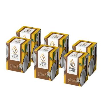 Imagem de Kit 6 Velas De Coco Aromáticas Perfumada Vela Decorativa 60g - Chama d