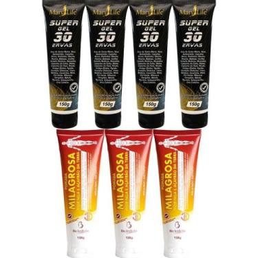 Imagem de Kit 4 Super Gel 30 Ervas 150g + 3 Pomada Massageadora Milagrosa 150g -