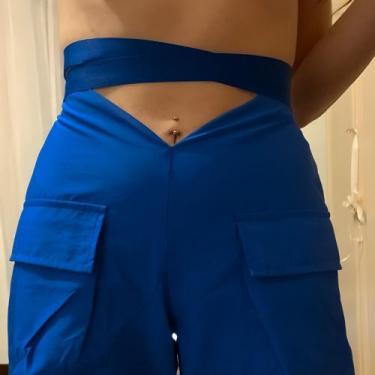 Imagem de Calça Cargo com Bolsos e Fita na Cintura - lush!, Azul, P