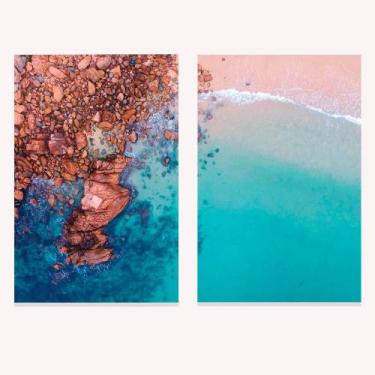 Imagem de Quadro Decorativo Praia Vista Aerea 2 Telas 40x60 Paisagem - IQuadros
