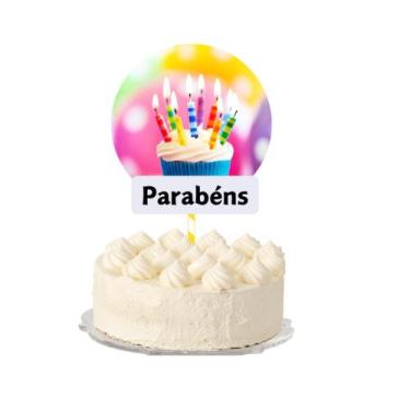 Imagem de Topo de Bolo Aniversário Personalizado - Folia de Cores