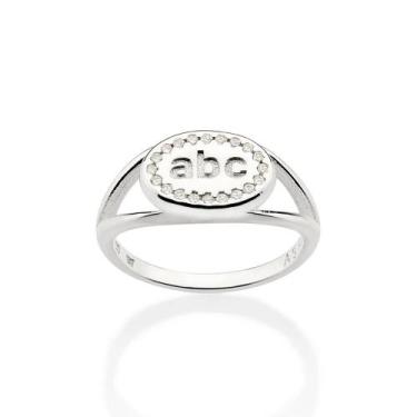 Imagem de Anel rommanel infantil feminino prata 925 abc formatura pedra zircônia