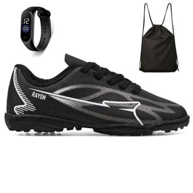 Imagem de Kit Chuteira Infantil Futebol Campo Society Meninos + Mochila + Relógi