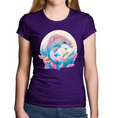 Imagem de Baby Look Algodão Golfinho Fofo - Foca na Moda, Roxo, GG