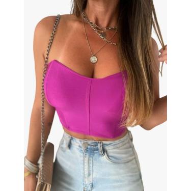 Imagem de Cropped Corselete Com Bojo Feminino sem alça Suplex Premium - Look Dre