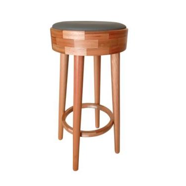 Imagem de Banqueta alta para bancada , balcão de madeira estofada cinza Pompeia 