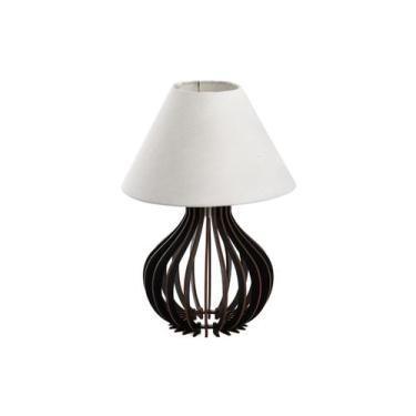 Imagem de Luminária Abajur Mesa De Cabeceira Decorativo Com Cúpula Em Tecido - M