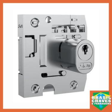 Imagem de Fechadura para Porta de Vidro de Bater 2004 Cromada Lingueta Reta Cili