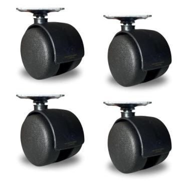 Imagem de Kit 4 Rodízios Giratórios Para Móveis Leves 50mm Plástico 120kg Total 