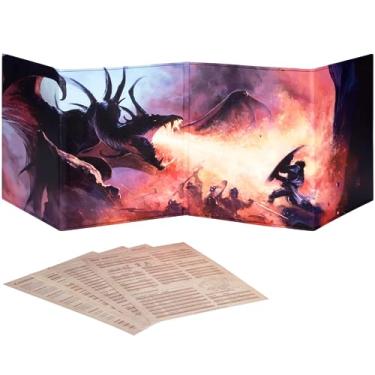 Imagem de DND DM Screen 5e - D&D Dungeon Master Screen Full Color Print with Customizable Inserts - Dungeons and Dragons GM / Game Master Accessories Gift for Man or Woman. Hide Your Dice Rolls, Maps & Books.
