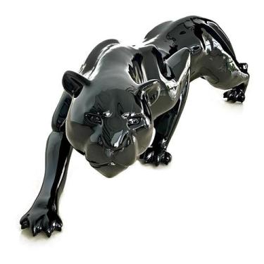 Imagem de Escultura Pantera Em Fibra Luxo Linha Premium Decoraçao - Resina em Fi