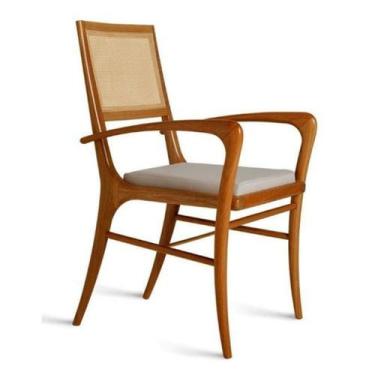 Imagem de Poltrona Design Madeira Maciça Rattan Curvas Contemporaneo - LUXdécor