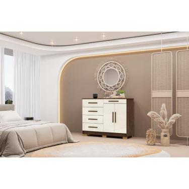 Imagem de Cômoda 5 Gavetas 2 portas Sirius - Imbuia Champanhe - Vila Rica