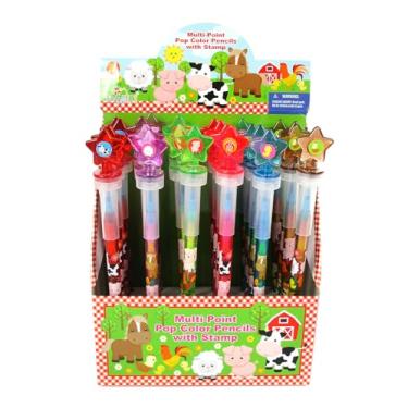 Imagem de TINYMILLS 24 peças de giz de cera empilhável 2 em 1 com estampa extra, lembrancinhas de festa infantil, sacos de brindes, recompensas de sala de aula, prêmios