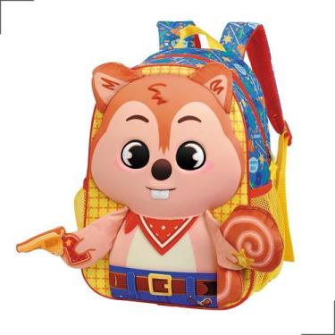 Imagem de Mochila Infantil Escolar Costas Grande Animais EVA Unissex Menino Meni