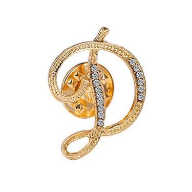 Imagem de Broche de letra inicial Ethoon pequeno lapela gravata de alfinete nome personalizado presentes para meninas mulheres homens menino ouro
