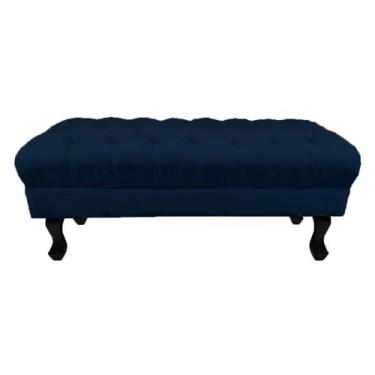 Imagem de Puff Calçadeira Retrô 1,20 Metro Luis Xv Capitonê Suede Azul Marinho -