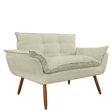 Imagem de Namoradeira Poltrona Sofá decorativa 02 Lugares Opalla Pés Palito Bege