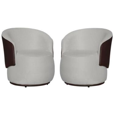 Imagem de Kit 02 Poltronas Decorativa Beatriz Confortáveis Tecido Suede Mesclado