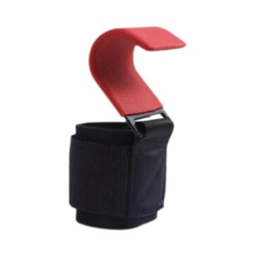 Imagem de UGPLM Fitness Weight Lifting Gancho Acolchoado Correias de Pulso com Pull up Hook Heavy Duty Exercício Weight Lifting Grip para Powerlifting, Vermelho