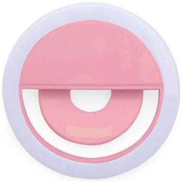 Imagem de Luz De Selfie Anel Led Flash Celular Recarregável Rosa - BCS