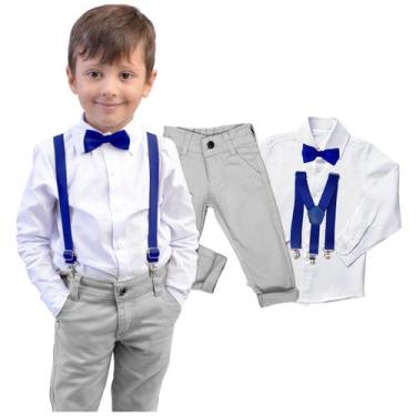 Imagem de Conjunto Social Cinza Manga Longa Calça Casamento Pajem Bebê - Migueli