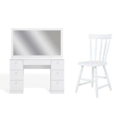 Imagem de Penteadeira Ditália 7 Gavetas com Cadeira PE-80 Cozy, Branco