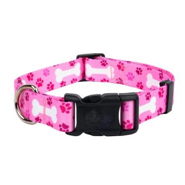 Imagem de Country Brook Petz – Coleira de cachorro rosa de luxo Oh My Dog – Feita nos EUA – Coleção Dog's Life com designs divertidos (2,5 cm, médio)