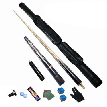 Imagem de Taco de sinuca de madeira de freixo de 147 cm, bastão de sinuca, taco de sinuca profissional para esportes de mesa de sinuca, bar de bilhar de madeira (B taco de sinuca + acessórios + barril de taco,