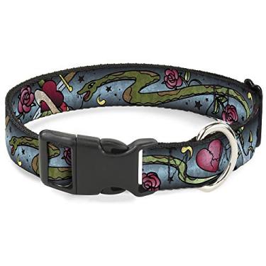 Imagem de Buckle-Down Coleira com clipe de plástico - Live Hard Die Young CLOSE-UP Turquesa - 2,54 cm de largura - Serve para pescoço de 38,1-66,04 cm - Grande