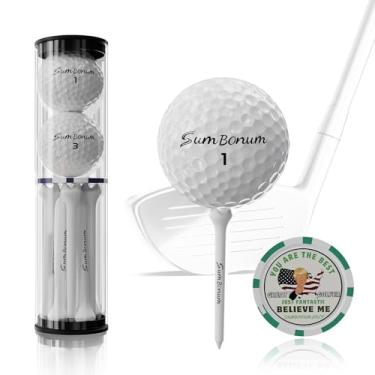 Imagem de Bolas de golfe Surlyn de 3 camadas, 2 peças, camisetas plásticas de golfe de 83 mm, 15 peças, marcador de golfe com fichas de pôquer - conjunto de presente de golfe perfeito para homens e mulheres,