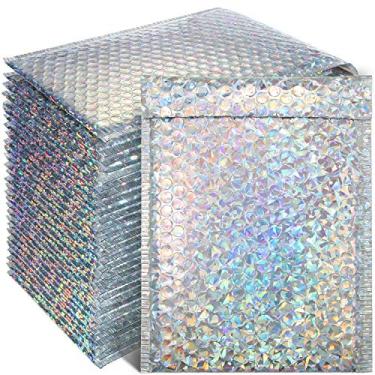 Imagem de Envelopes acolchoados com bolha holográfica, 30 peças, envelopes de almofada de autovedação holográfica Glamour para envio, envio e embalagem (28 x 17 cm)