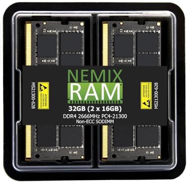 Imagem de NEMIX RAM 32GB (2X16GB) DDR4 2666MHZ PC4-21300 2Rx8 1.2V CL19 260-PIN Non-ECC SODIMM KIT compatível com computadores Apple iMac Mac Mini