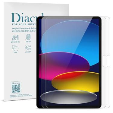 Imagem de Diacube Pacote com 2 películas protetoras de tela PET 6H com revestimento de vidro para iPad 10ª geração de 10 polegadas, transparente HD, compatível com ID facial e Apple Pencil, antiluz azul,