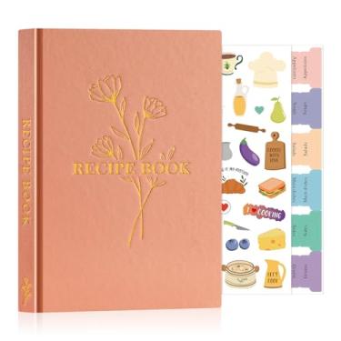 Imagem de Lanpn Livro de receitas em branco para escrever em suas próprias receitas, diário de culinária vazio A5 à prova d'água para 70 receitas, caderno de receitas de capa de couro com adesivos para