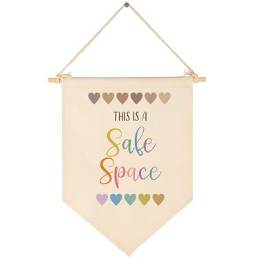 Imagem de Esta é uma decoração de placa de escritório de conselheiro escolar de espaço seguro, decoração de escritório de terapia, gerenciamento de estresse, autocuidado, galhardete de saúde mental, berçário,