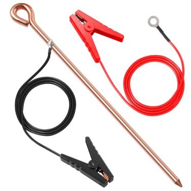 Imagem de Makevivi Fio de Cerca Elétrica - Haste de Aterramento, Conecte O Energizador e O Carregador de Cerca Elétrica Movido A Energia Solar, Fio de Chumbo de Cerca Elétrica Solar com Clipe de Jacaré, para Ce