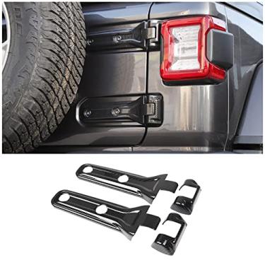 Imagem de CheroCar Para Jeep JL Tampa de dobradiça de porta traseira Suporte de pneu sobressalente para porta traseira, acessórios exteriores para Jeep Wrangler JL JLU 2018-2022 UP Sport X Sahara Rubicon (fibra de carbono)