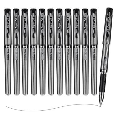 Imagem de M&G Canetas de gel, canetas de gel de tinta preta ponta fina de 0,7 mm, canetas de tinta de gel Roller Ball a granel, canetas de secagem rápida, escrita suave com aderência antiderrapante e capa